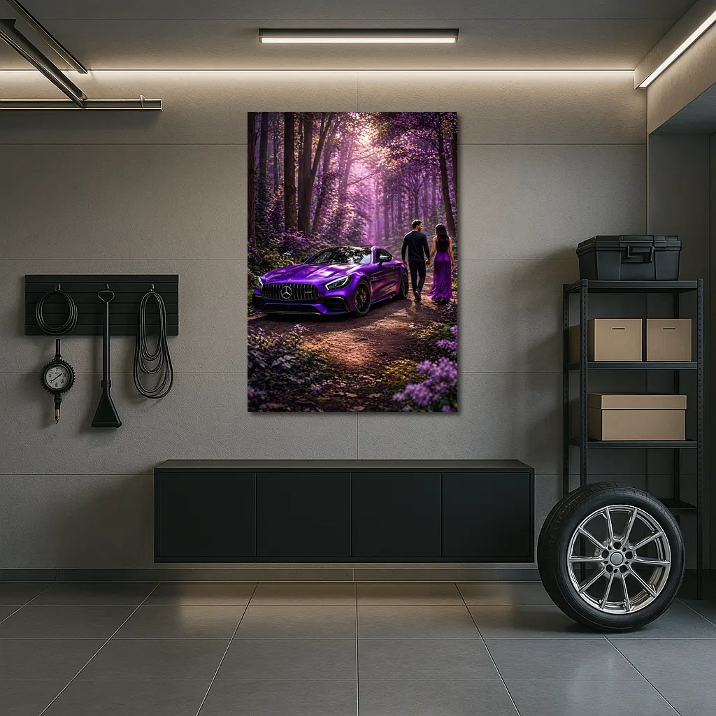 Purple Mercedes AMG GT Forest Couple – Wall Art