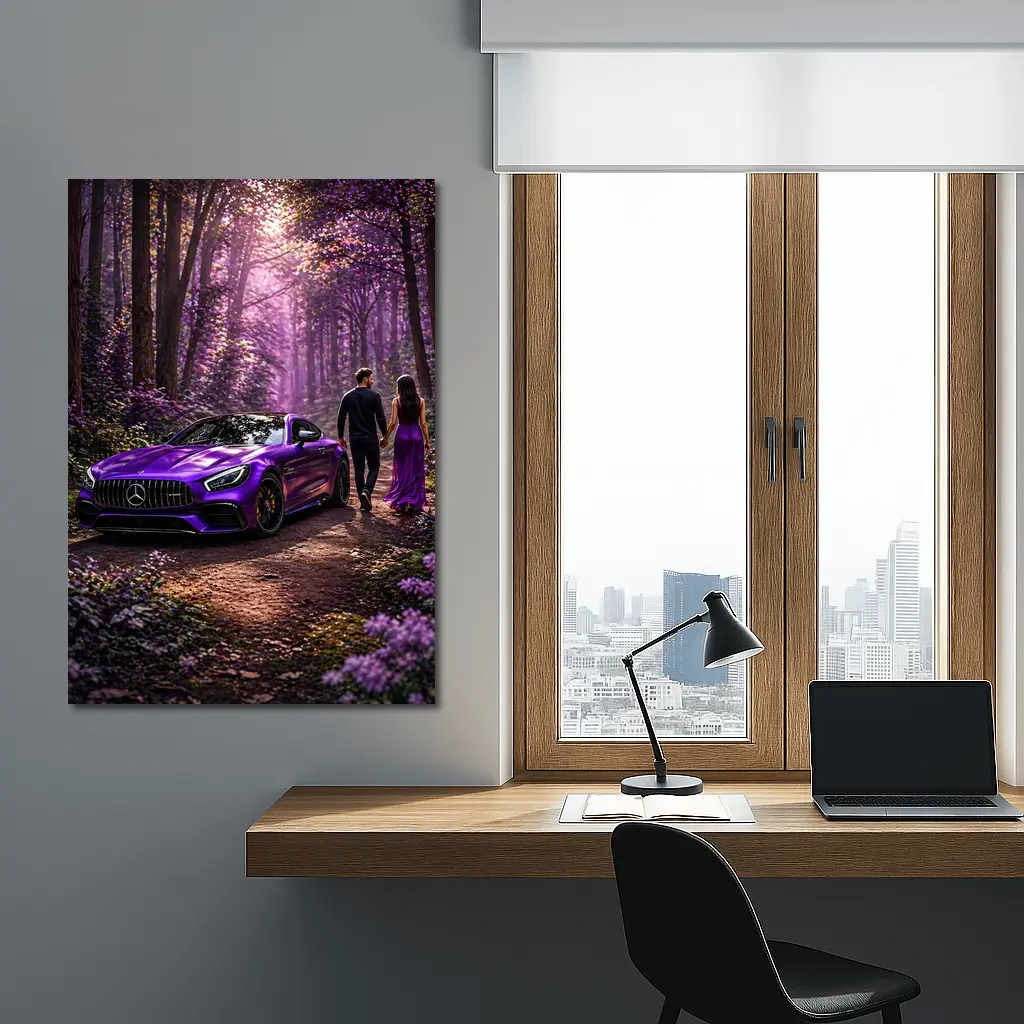 Purple Mercedes AMG GT Forest Couple – Wall Art