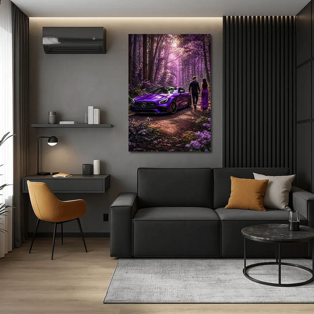 Purple Mercedes AMG GT Forest Couple – Wall Art