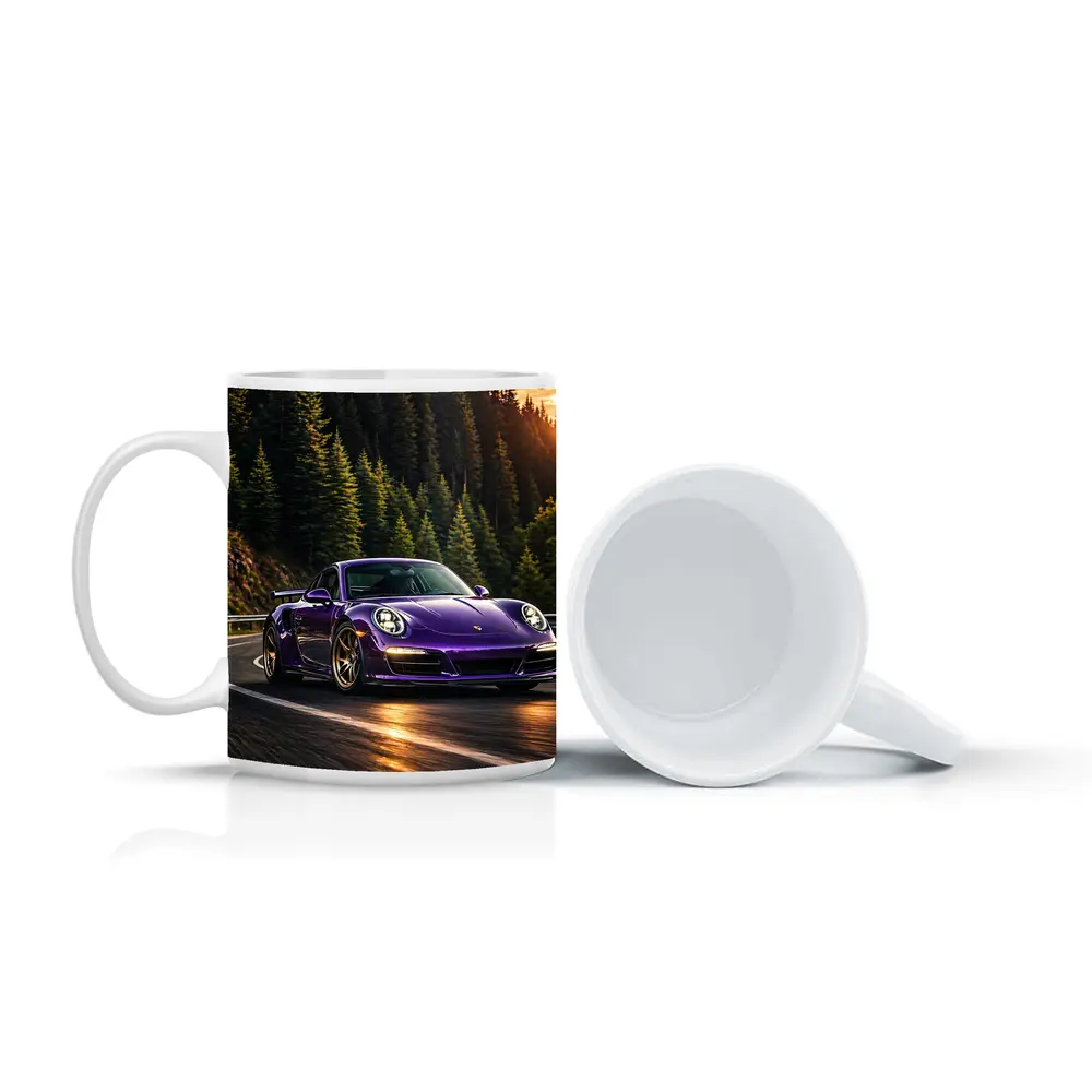 Purple Porsche 911 Racing Mountain Forest Road – Mugs