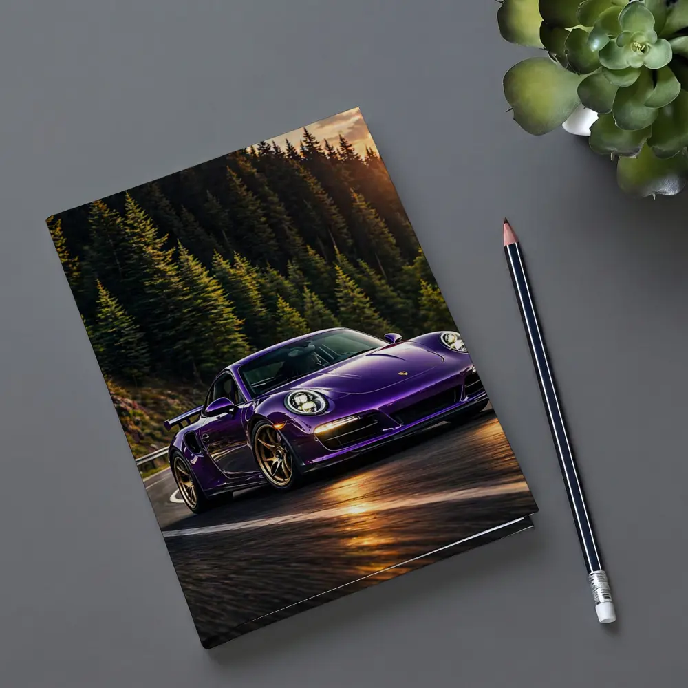 Purple Porsche 911 Racing Mountain Forest Road – Notebooks