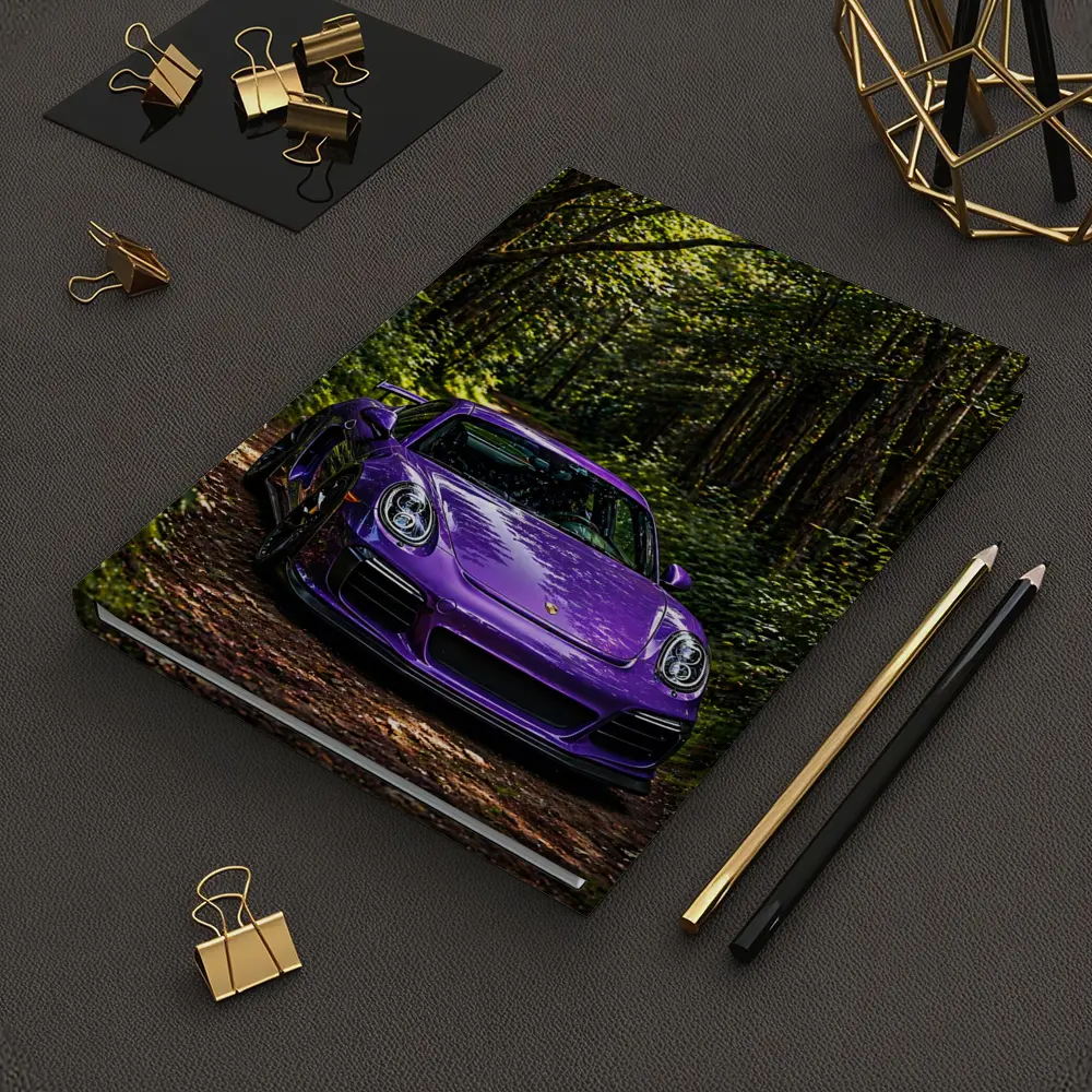 Purple Porsche Cayman Parked In Forest – Notebooks