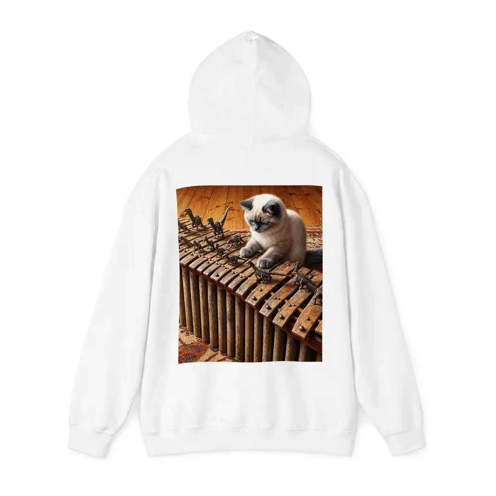 Ragdoll Cat Playing Dinosaur Bone Xylophone – Hoodies