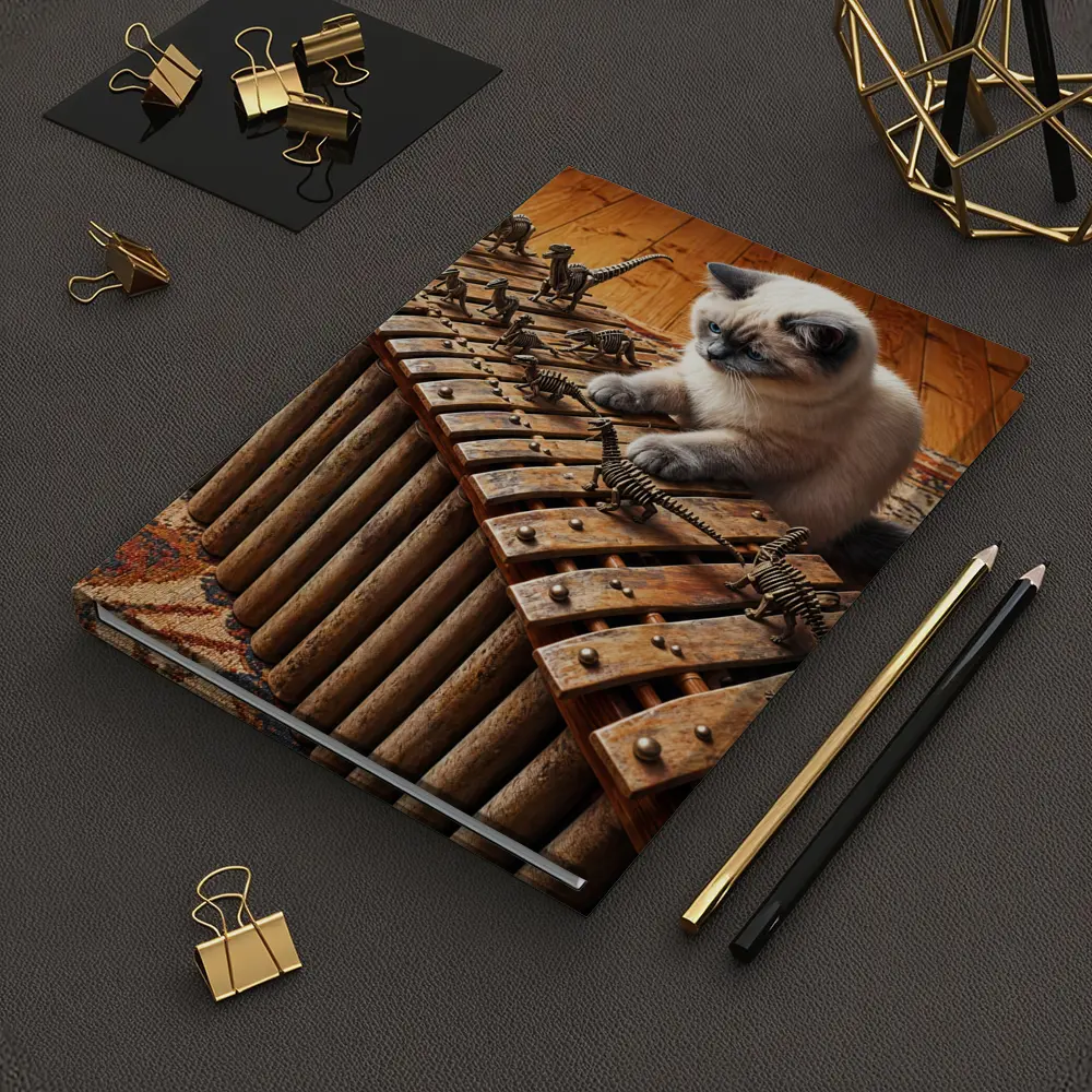Ragdoll Cat Playing Dinosaur Bone Xylophone – Notebooks