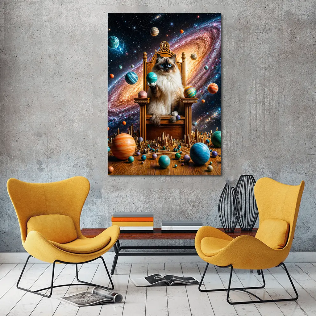 Ragdoll Cat on Throne Galaxy Space – Wall Art