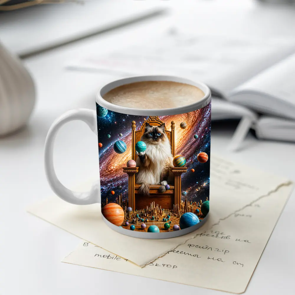 Ragdoll Cat on Throne Galaxy Space – Mugs
