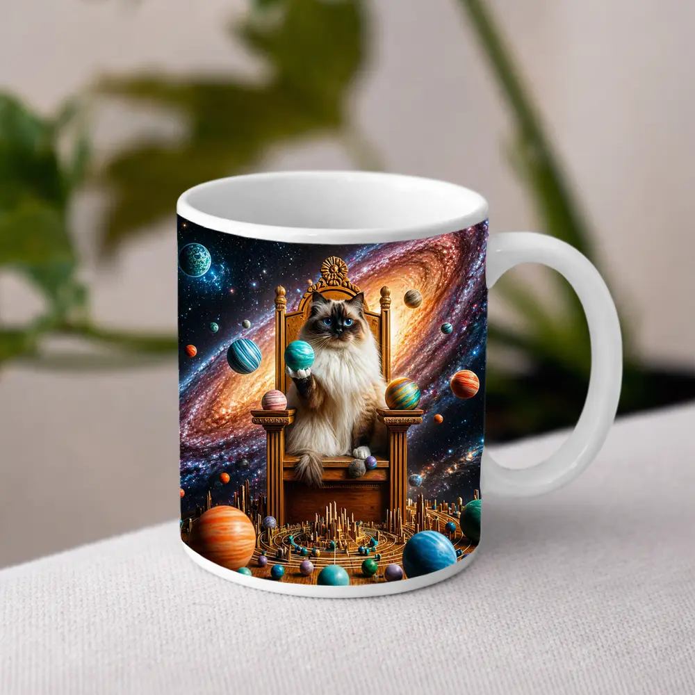Ragdoll Cat on Throne Galaxy Space – Mugs