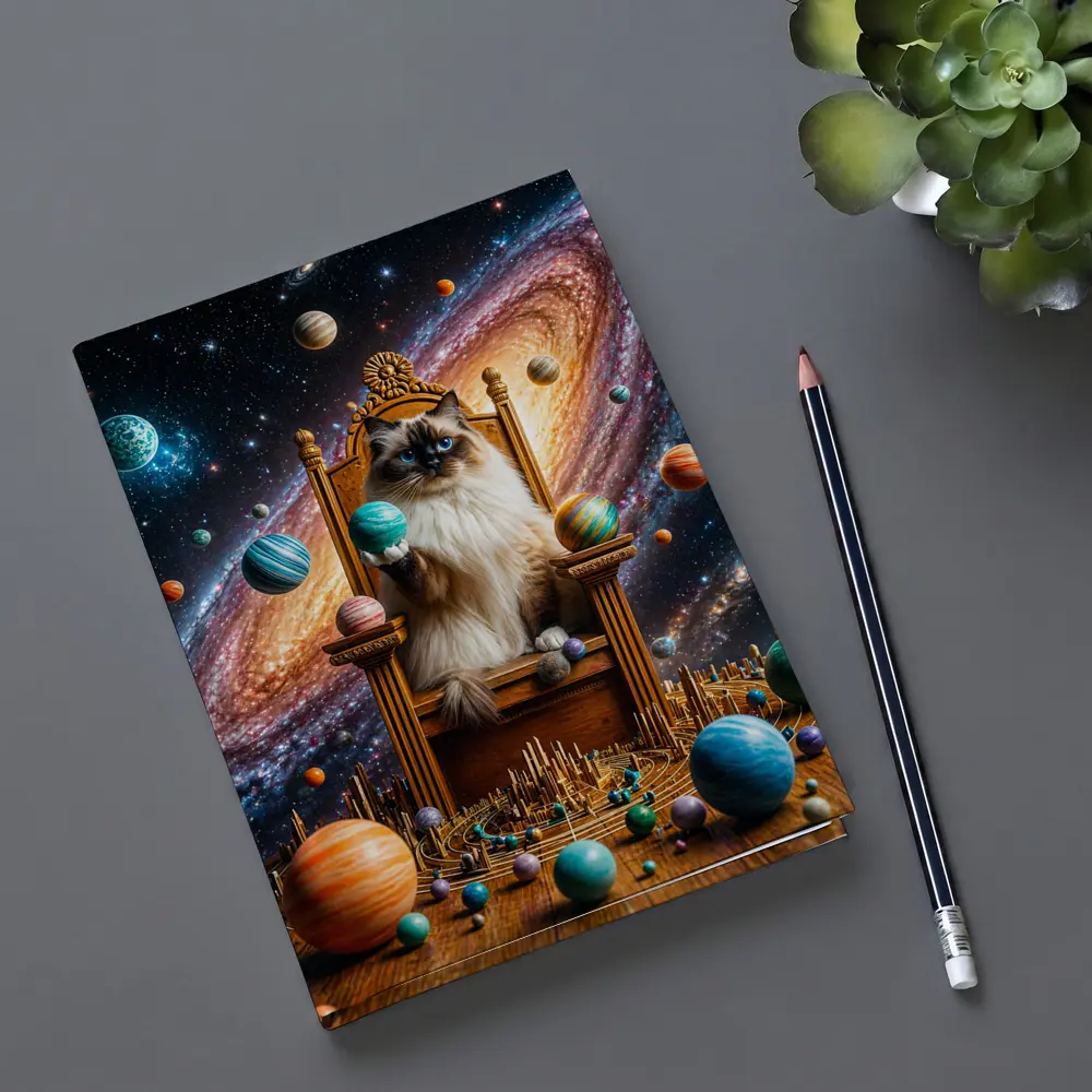 Ragdoll Cat on Throne Galaxy Space – Notebooks