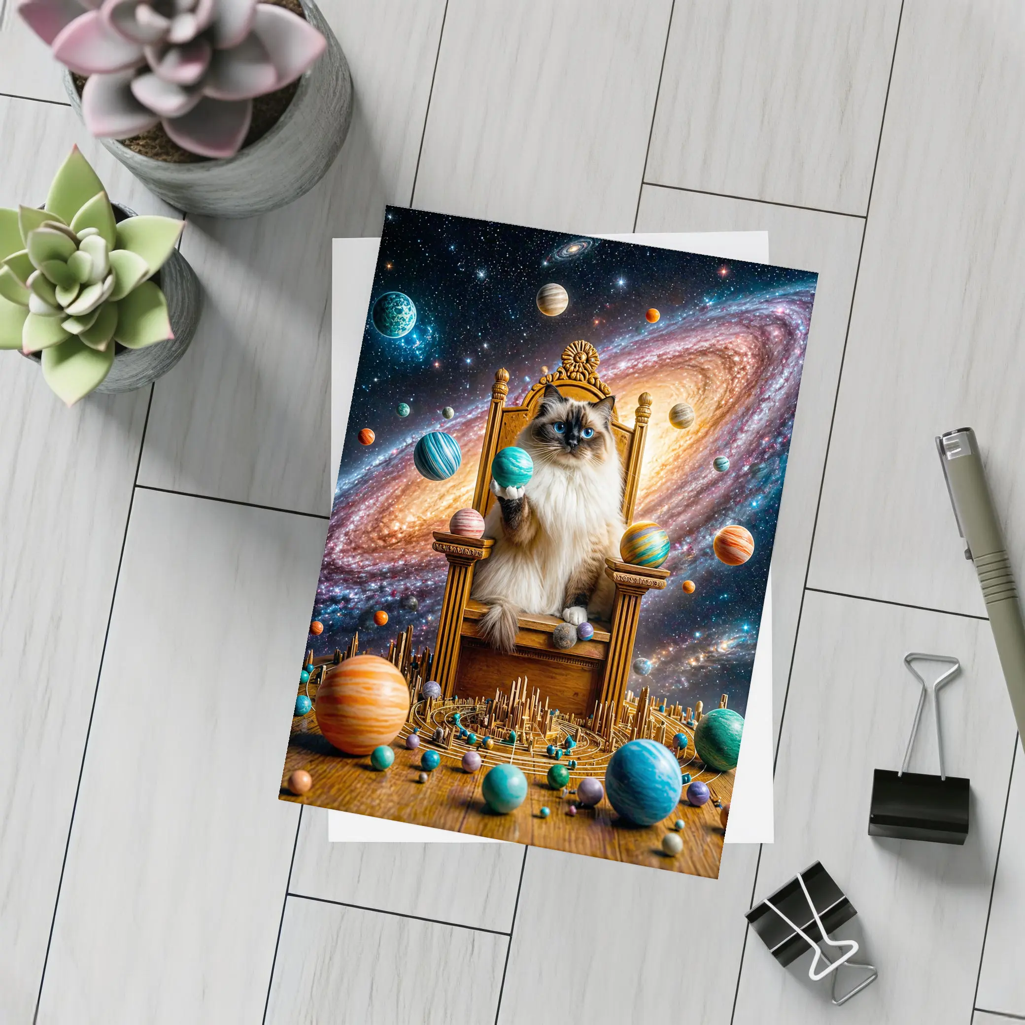 Ragdoll Cat on Throne Galaxy Space – Postcards
