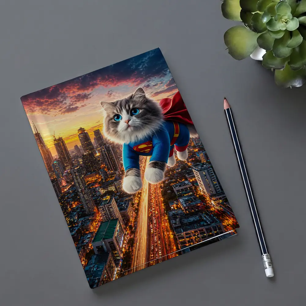 Ragdoll Cat Superman Suit Flying City – Notebooks