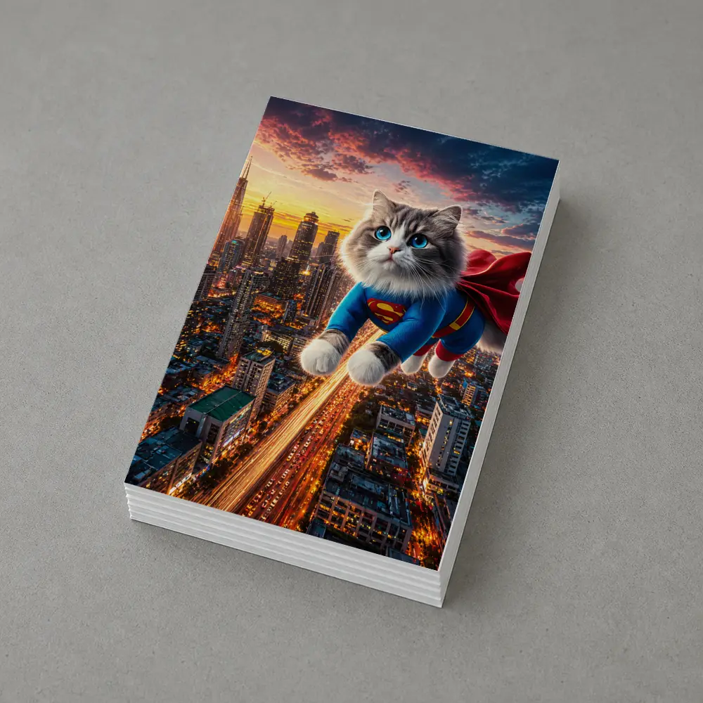 Ragdoll Cat Superman Suit Flying City – Postcards