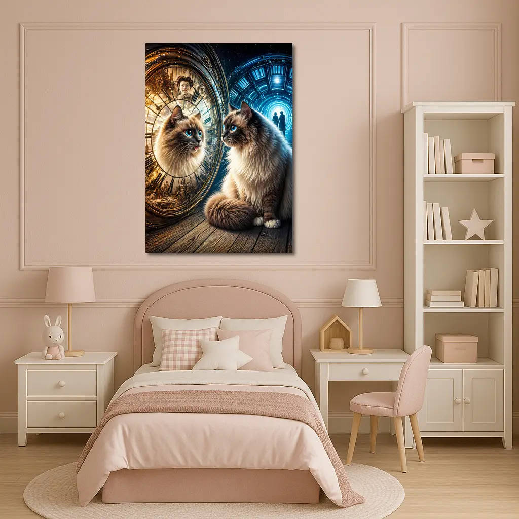 Ragdoll Cat Mystical Clock Portal Fantasy – Wall Art