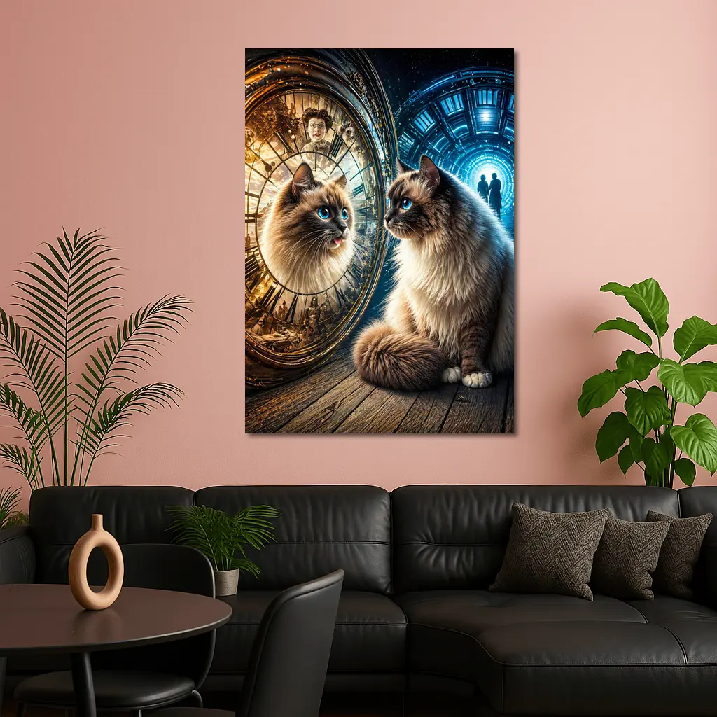 Ragdoll Cat Mystical Clock Portal Fantasy – Wall Art