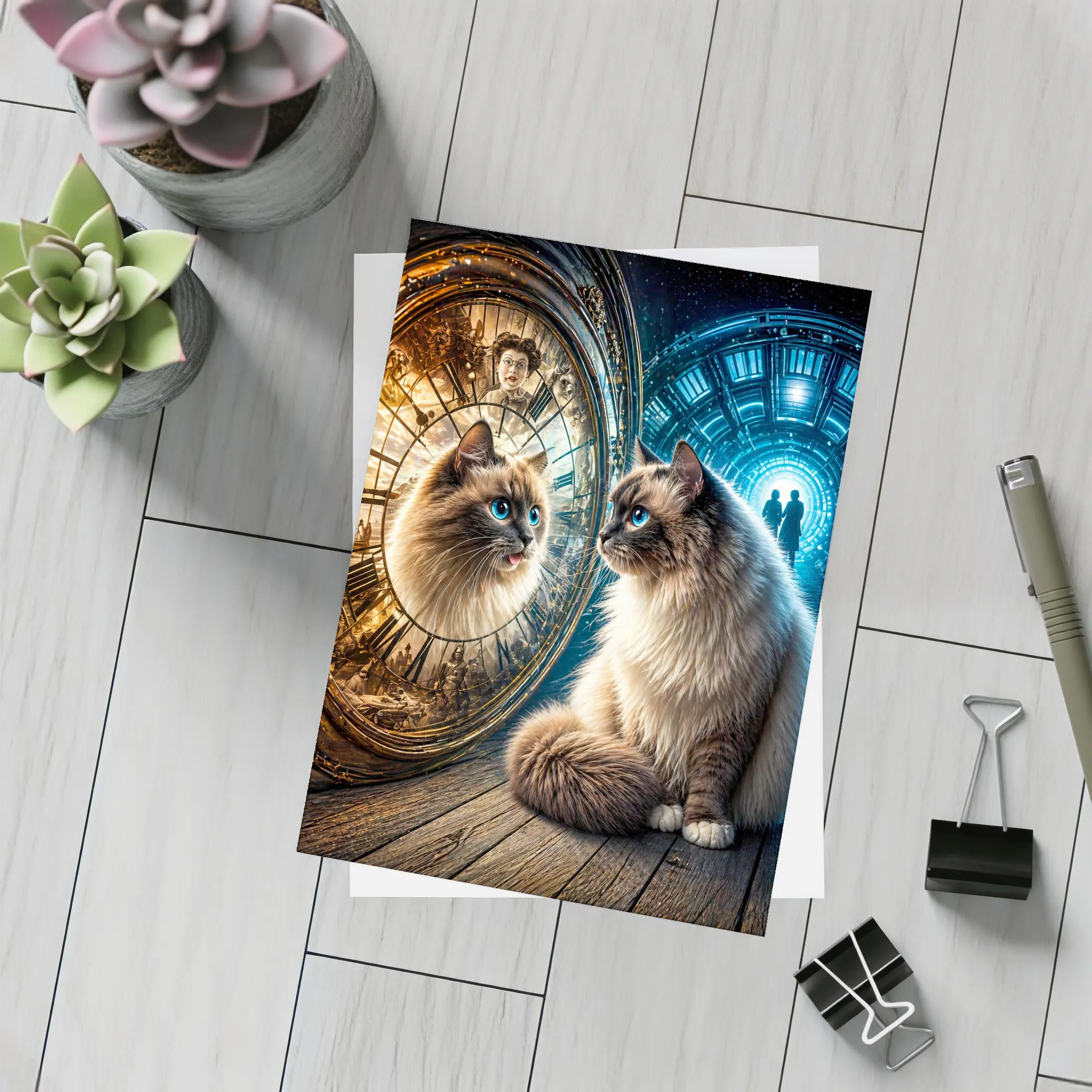 Ragdoll Cat Mystical Clock Portal Fantasy – Postcards