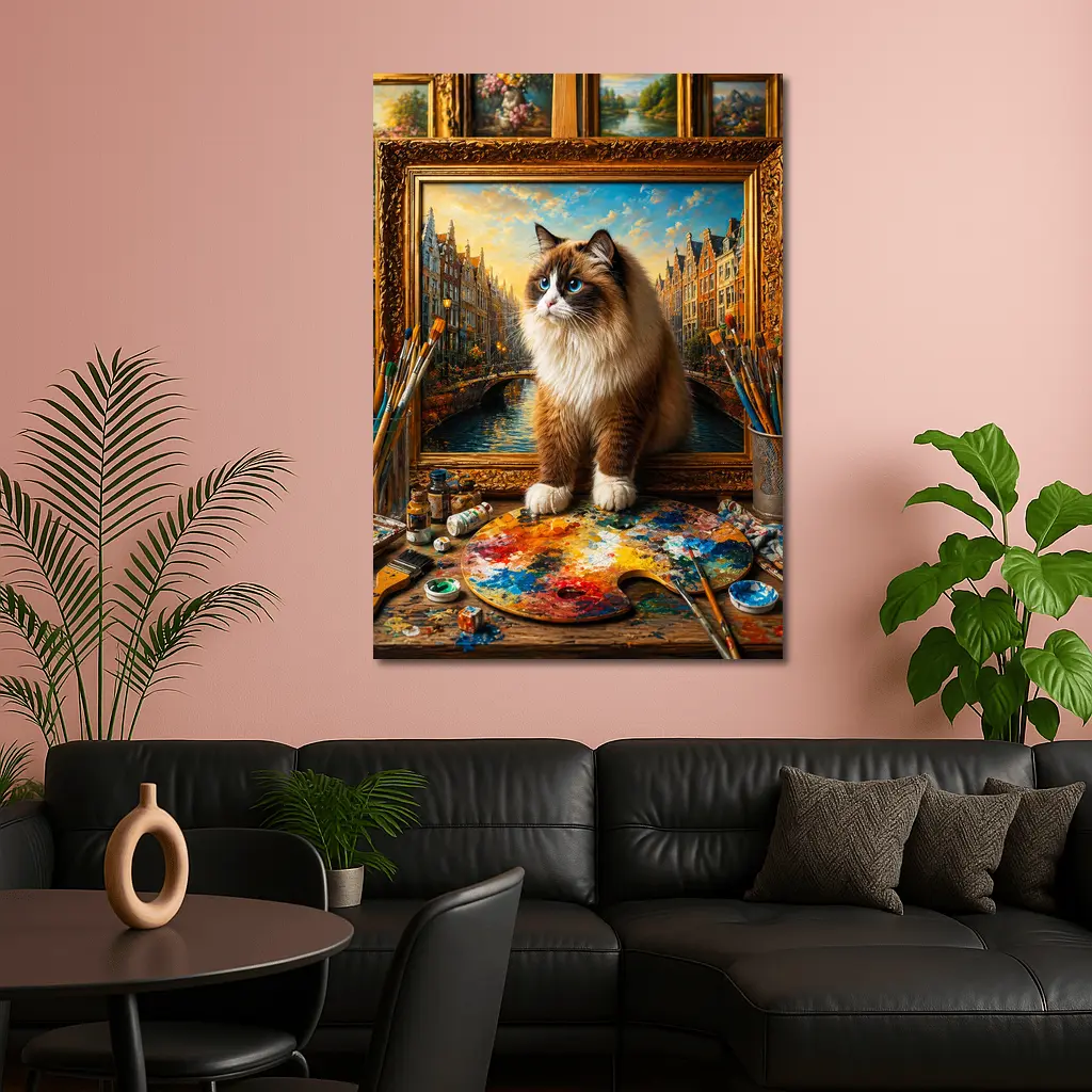Ragdoll Cat Artist Studio Painting Background – Wall Art