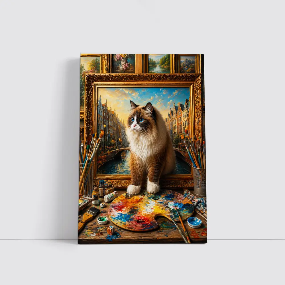 Ragdoll Cat Artist Studio Painting Background – Wall Art
