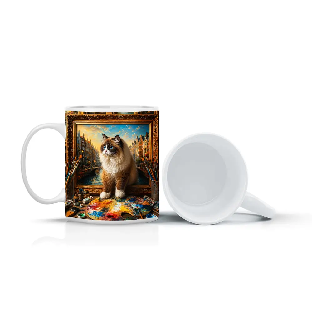 Ragdoll Cat Artist Studio Painting Background – Mugs