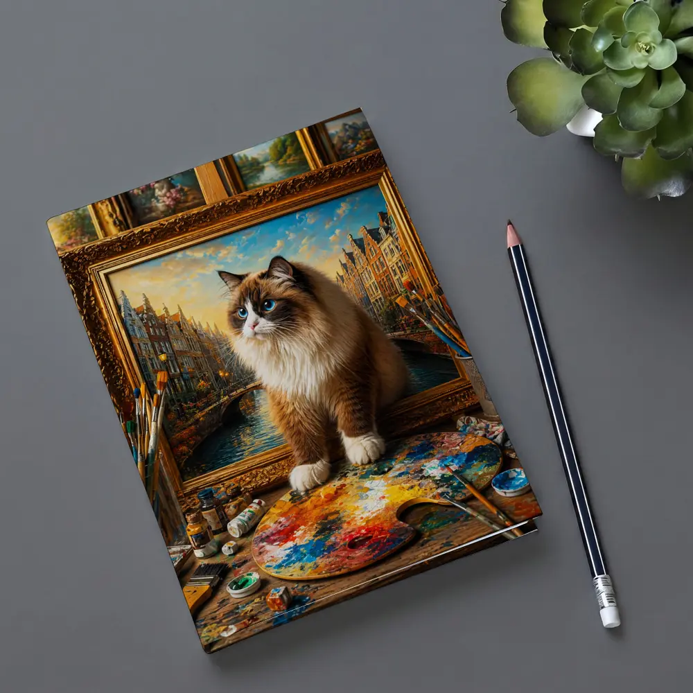 Ragdoll Cat Artist Studio Painting Background – Notebooks
