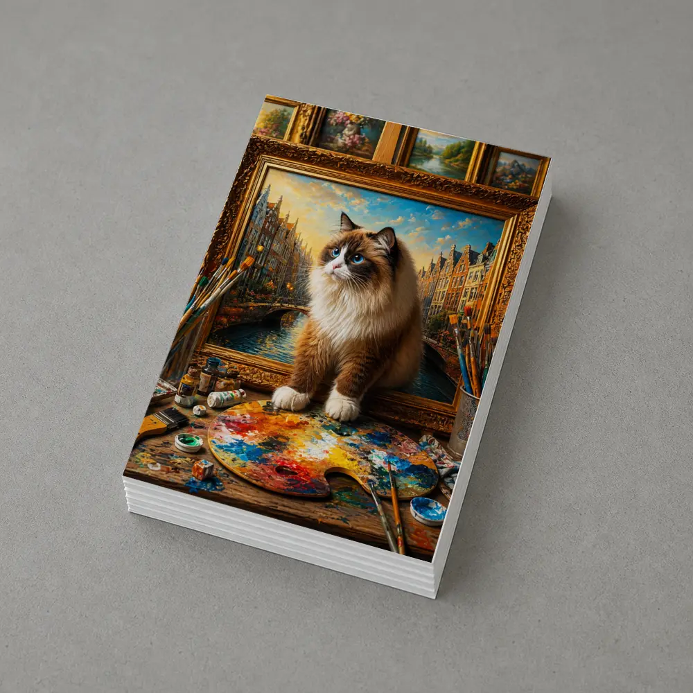 Ragdoll Cat Artist Studio Painting Background – Postcards