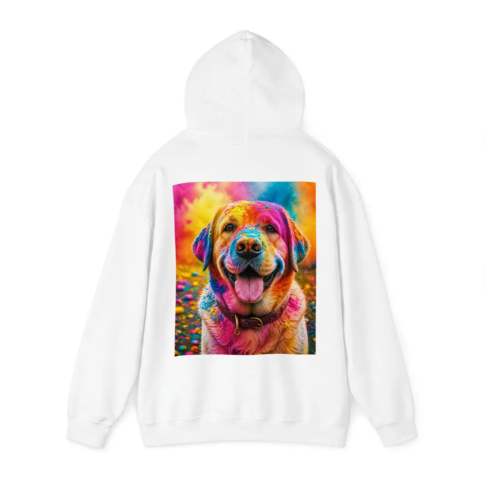 Golden Retriever Covered In Colorful Holi Powder – Hoodies