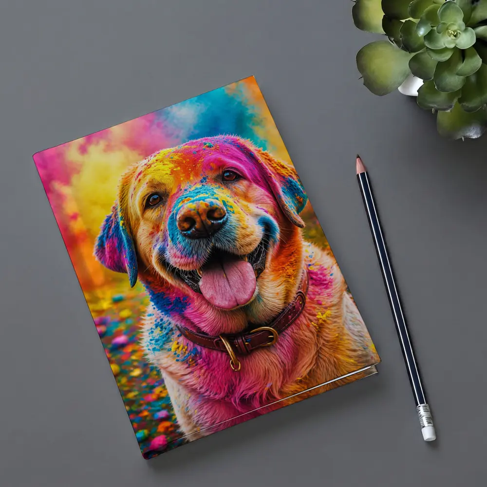 Golden Retriever Covered In Colorful Holi Powder – Notebooks