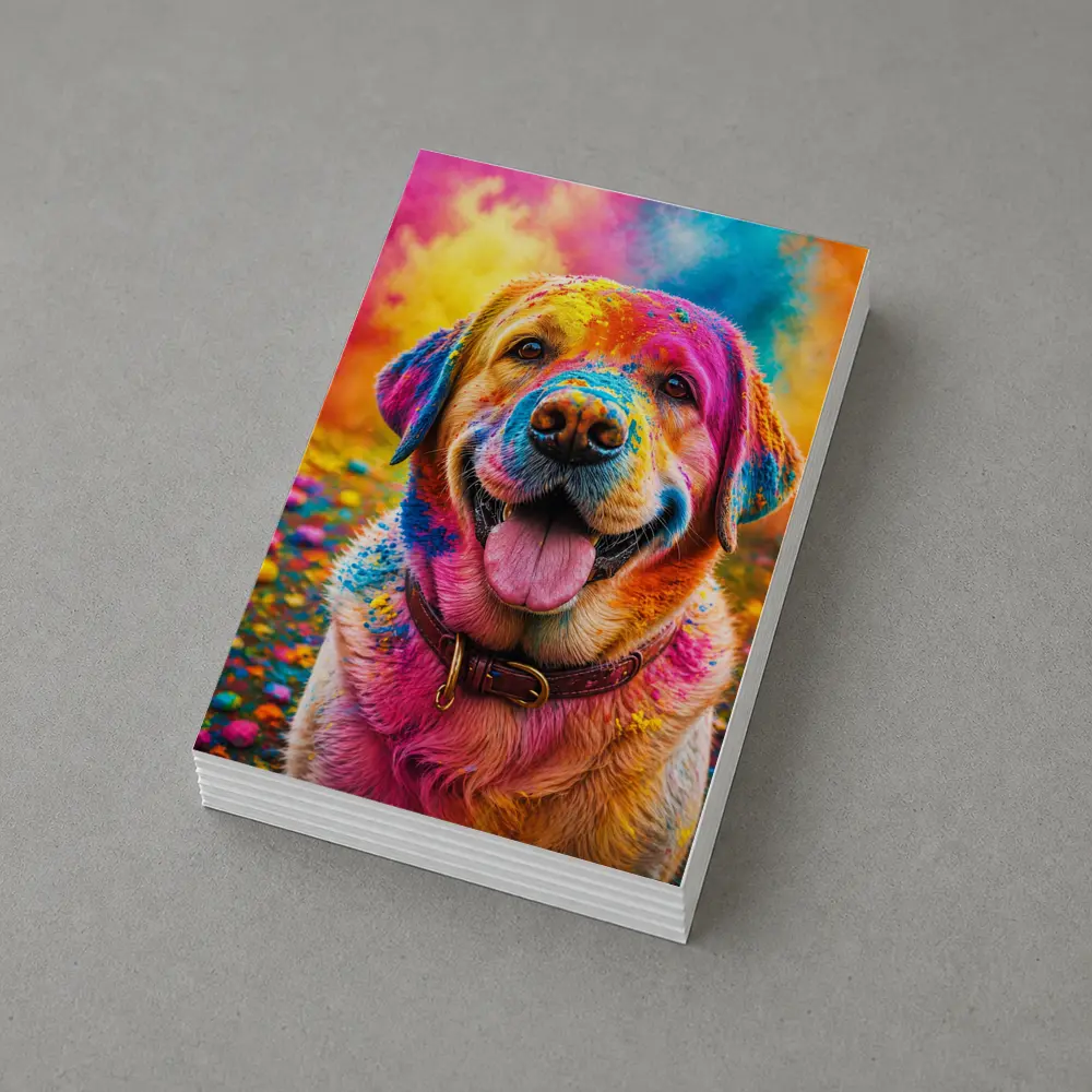 Golden Retriever Covered In Colorful Holi Powder – Postcards