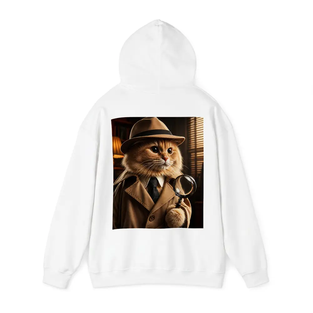 Detective Cat With Magnifying Glass Dark Office – Hoodies