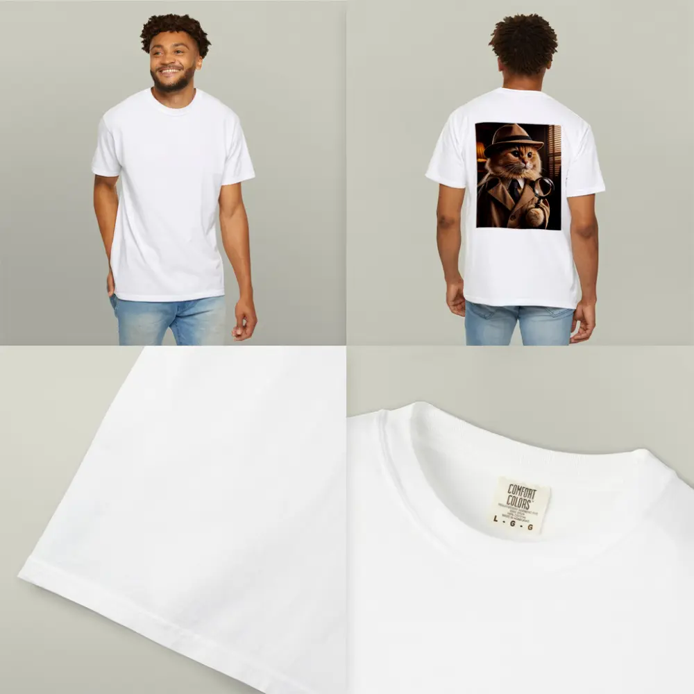 Detective Cat With Magnifying Glass Dark Office – T-Shirts