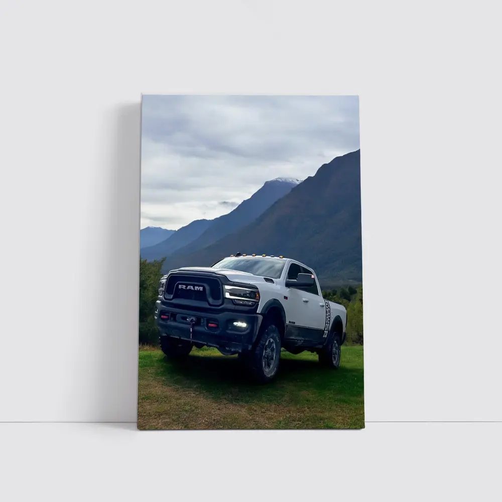 Ram Truck White Mountains Green Meadow – Wall Art
