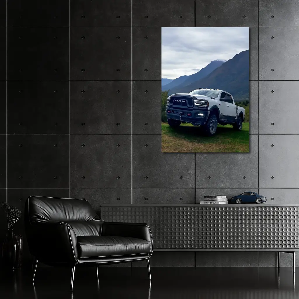 Ram Truck White Mountains Green Meadow – Wall Art
