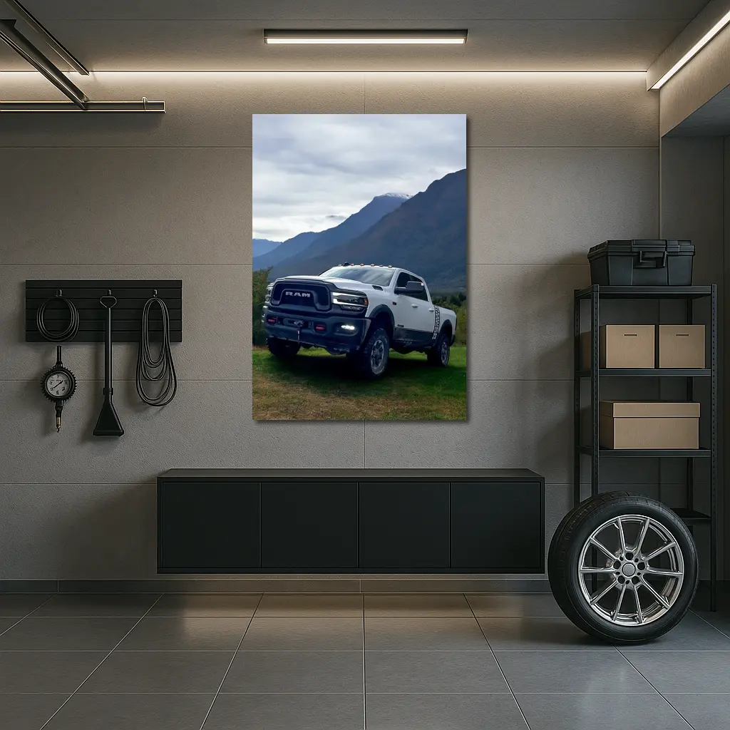Ram Truck White Mountains Green Meadow – Wall Art