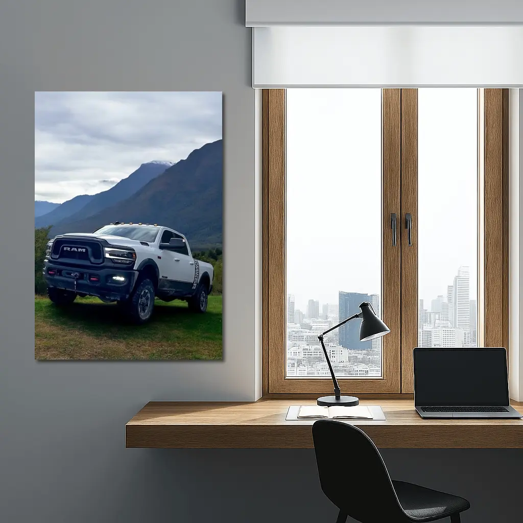 Ram Truck White Mountains Green Meadow – Wall Art
