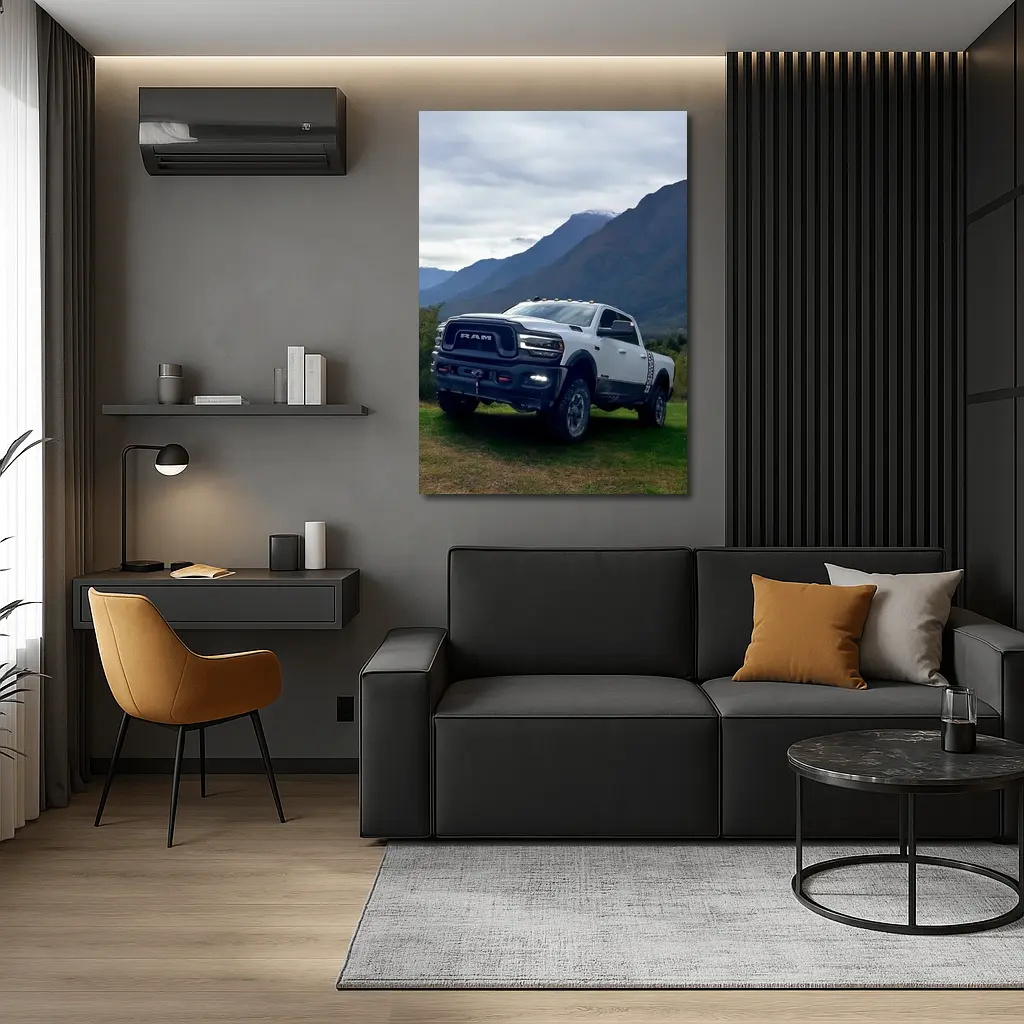 Ram Truck White Mountains Green Meadow – Wall Art