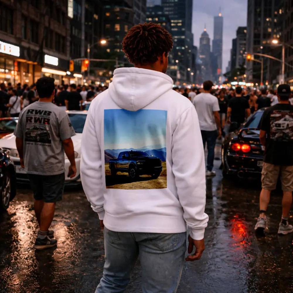 Ram Heavy Duty Truck Black Mountain Landscape – Hoodies