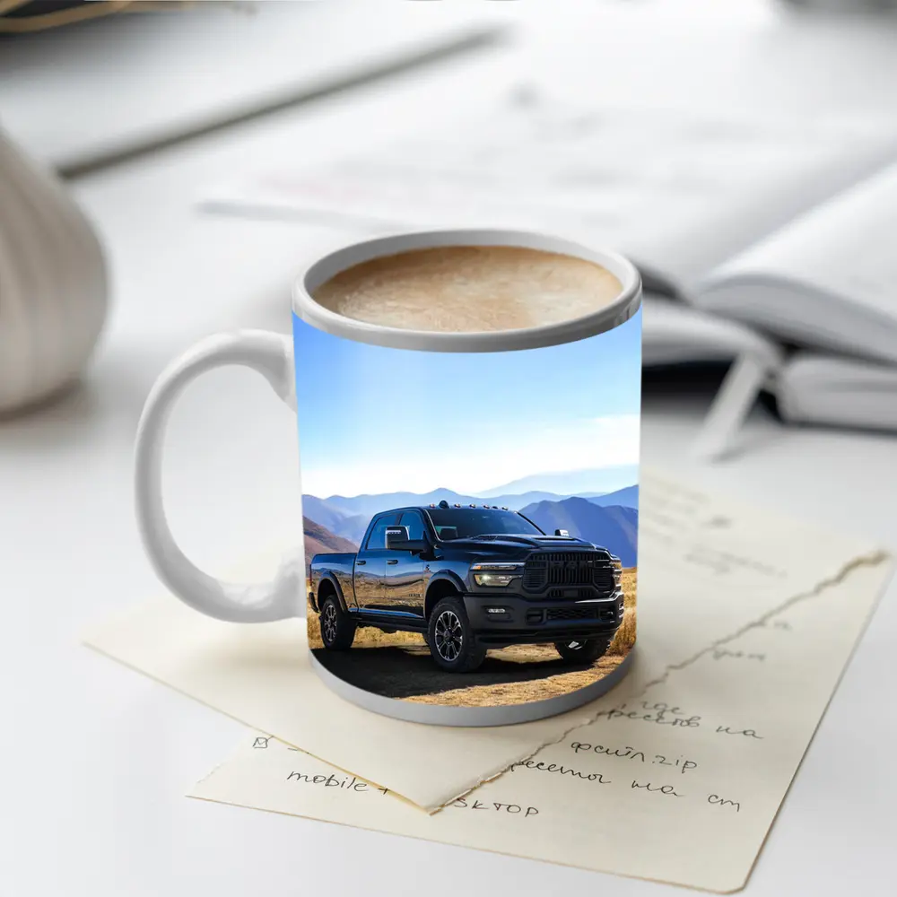 Ram Heavy Duty Truck Black Mountain Landscape – Mugs