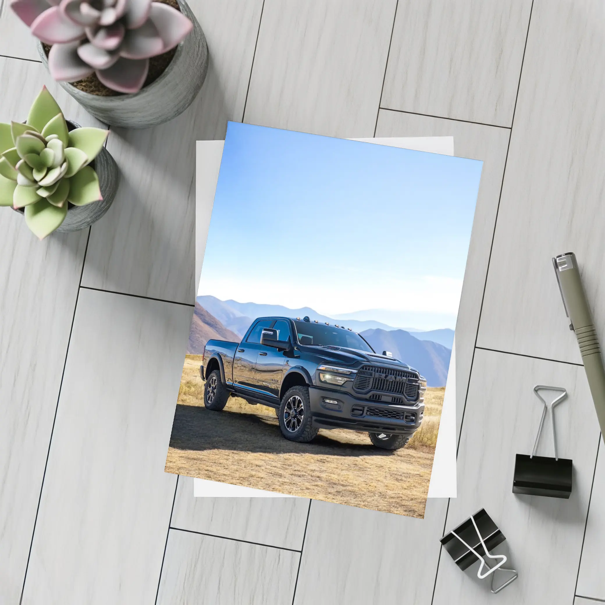 Ram Heavy Duty Truck Black Mountain Landscape – Postcards