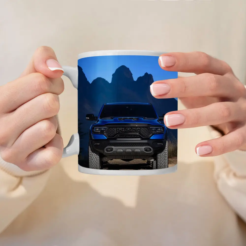 Ram TRX Blue Truck Mountain Background – Mugs