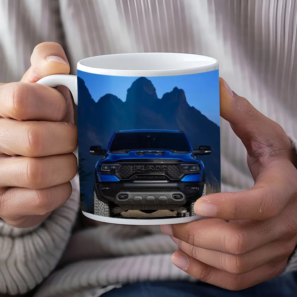 Ram TRX Blue Truck Mountain Background – Mugs