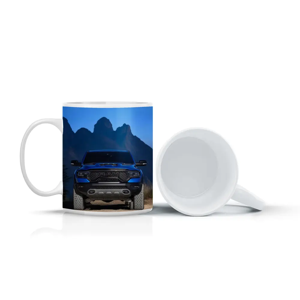 Ram TRX Blue Truck Mountain Background – Mugs