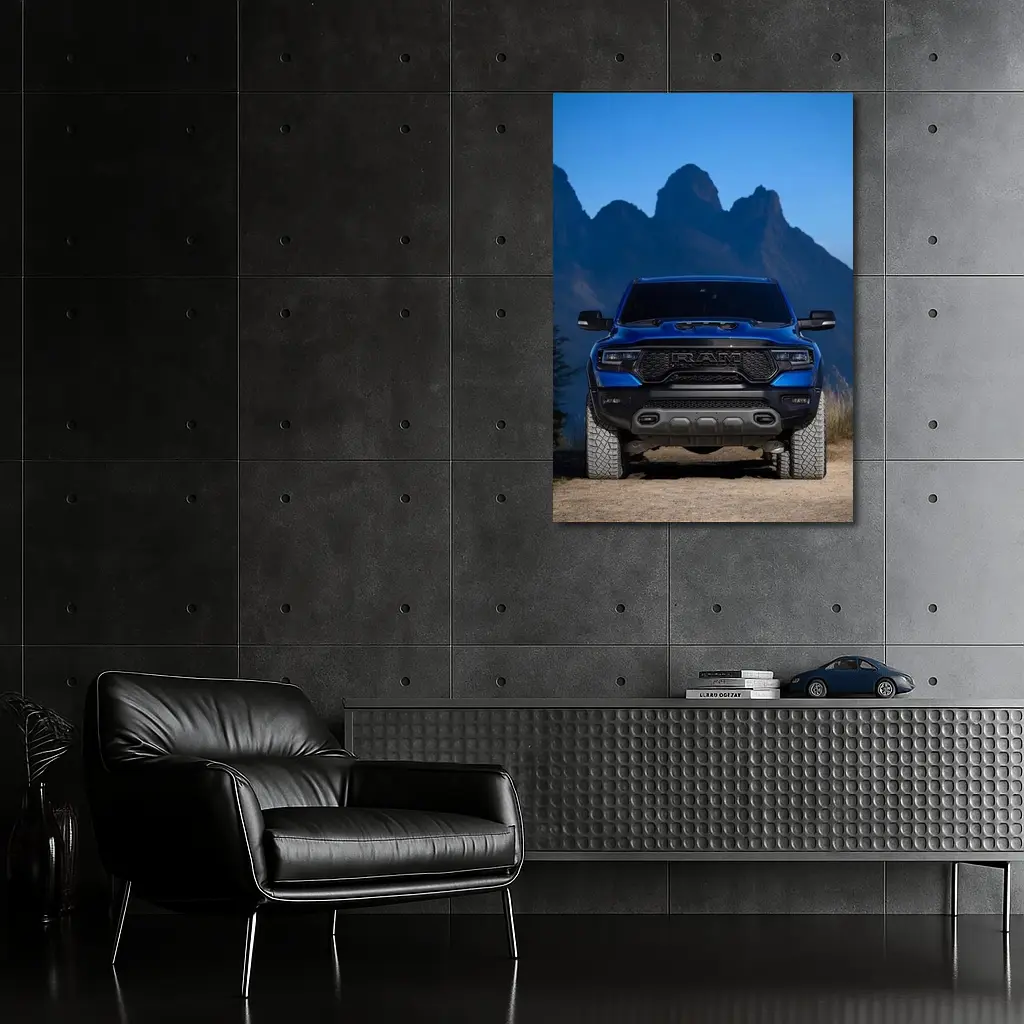 Ram TRX Blue Truck Mountain Background – Wall Art