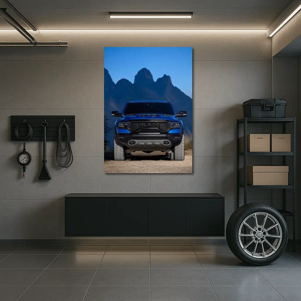 Ram TRX Blue Truck Mountain Background – Wall Art