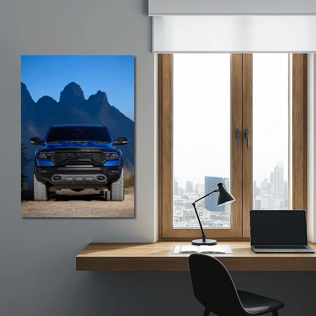 Ram TRX Blue Truck Mountain Background – Wall Art