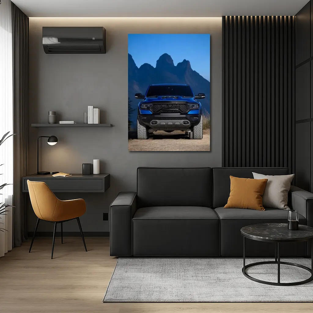 Ram TRX Blue Truck Mountain Background – Wall Art