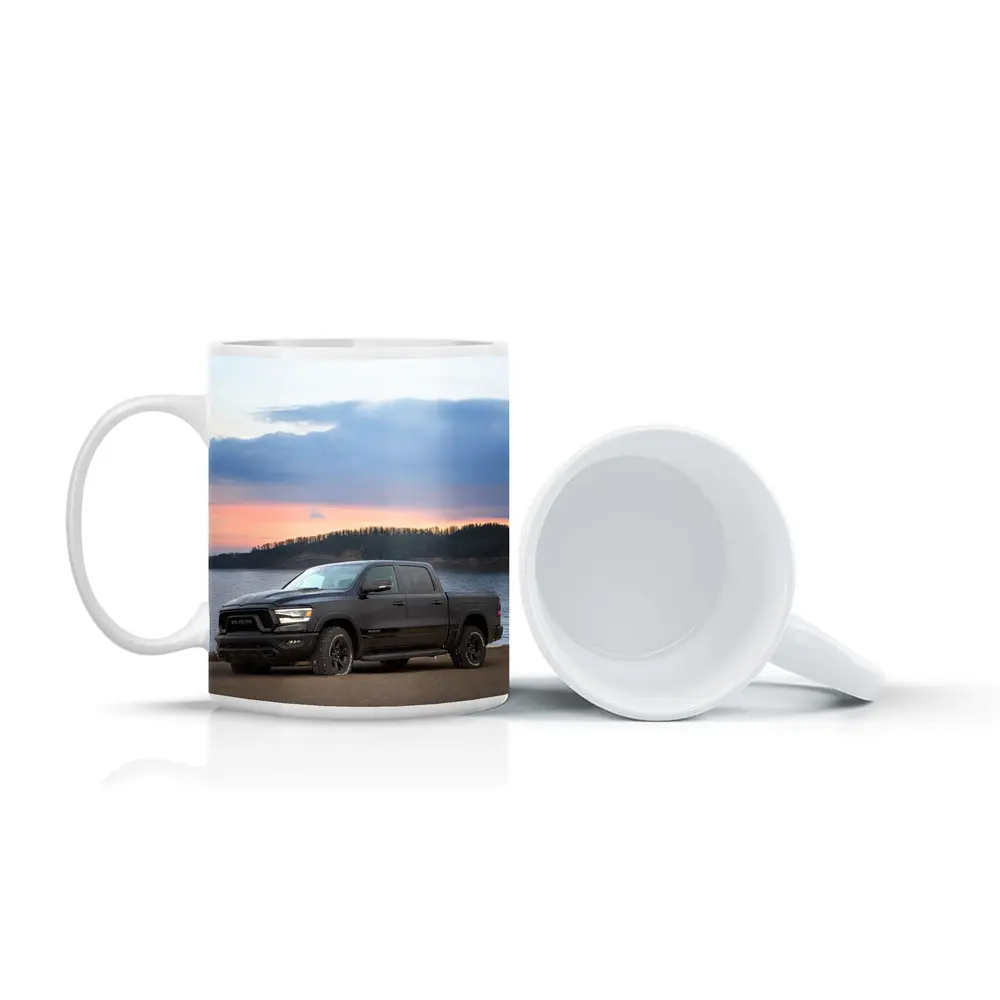 Ram Truck Black Parked By Lake Sunset – Mugs