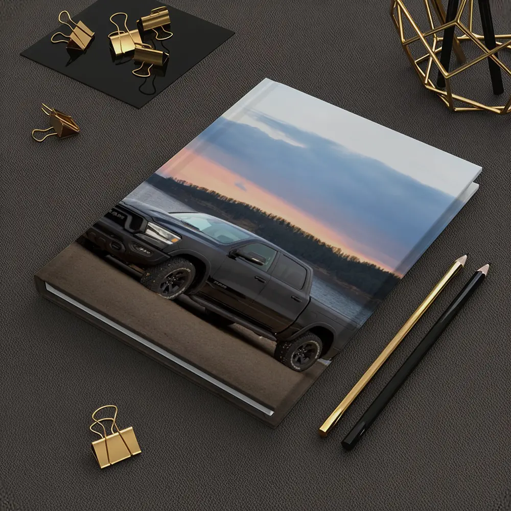 Ram Truck Black Parked By Lake Sunset – Notebooks