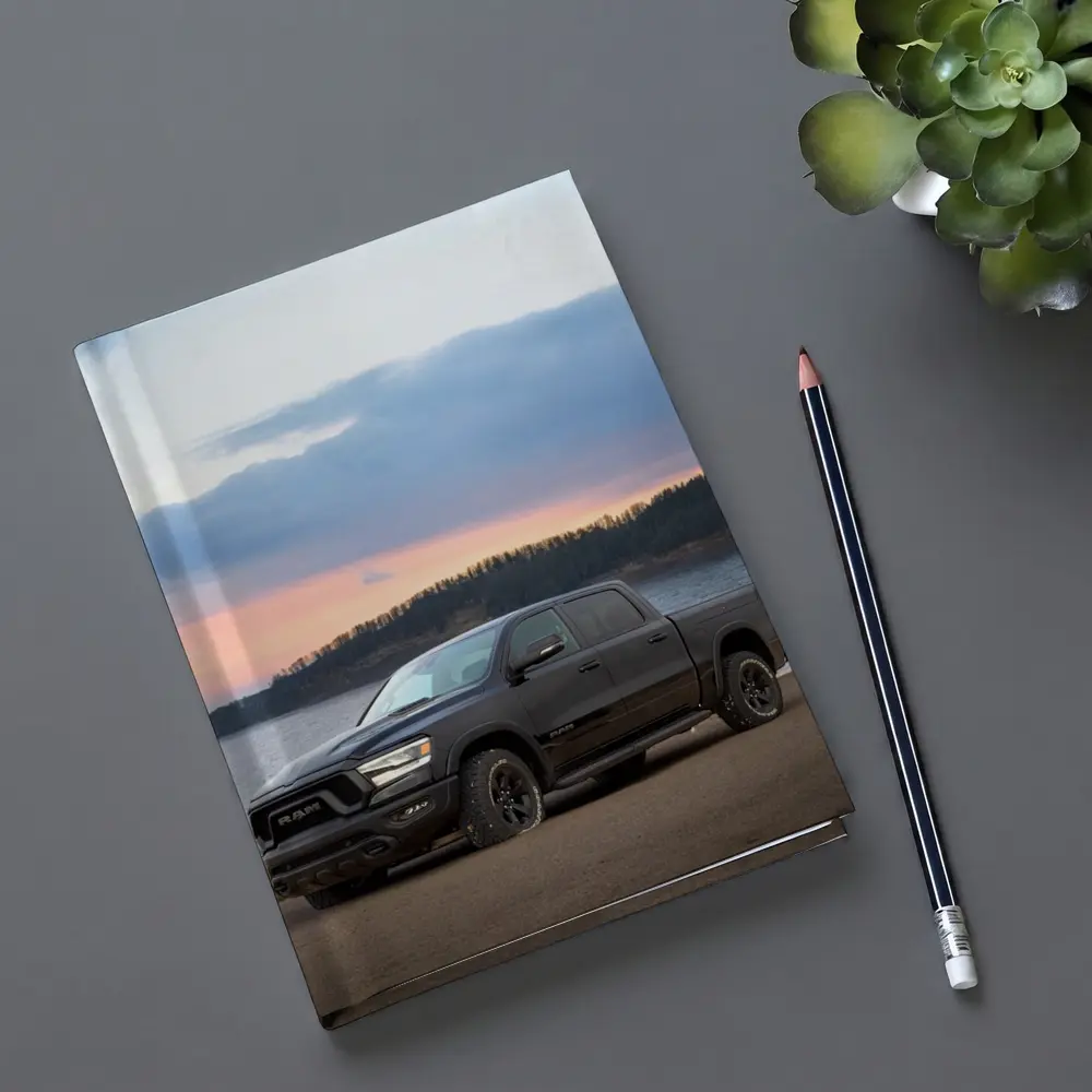 Ram Truck Black Parked By Lake Sunset – Notebooks