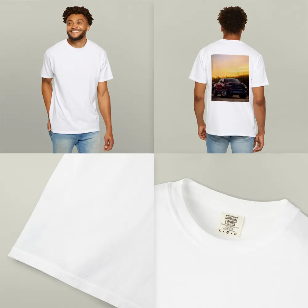 Ram Truck Parked Against Golden Sunset Sky – T-Shirts