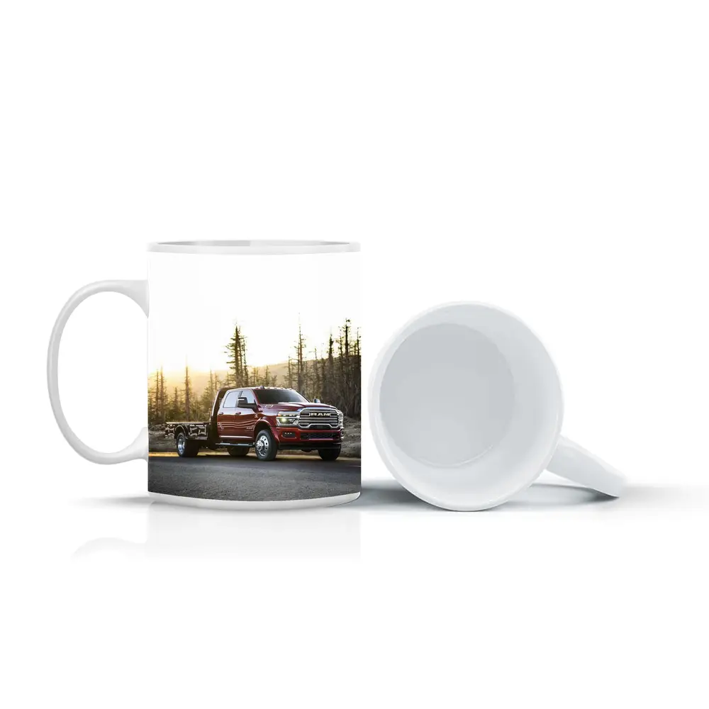 Ram Truck Red on Forest Desert Road – Mugs