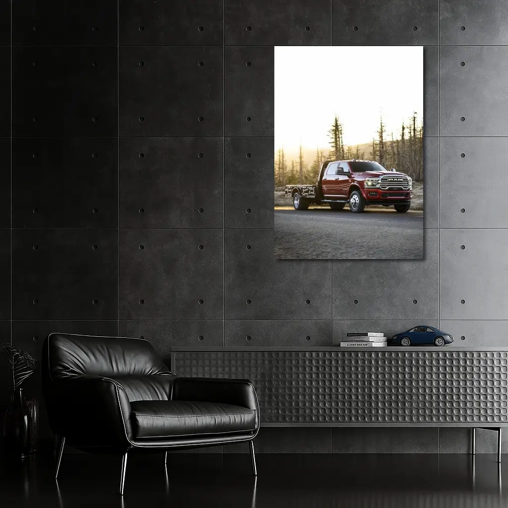 Ram Truck Red on Forest Desert Road – Wall Art