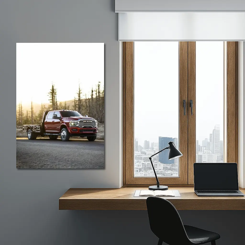 Ram Truck Red on Forest Desert Road – Wall Art